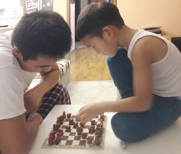 Playing chess in Mongolia